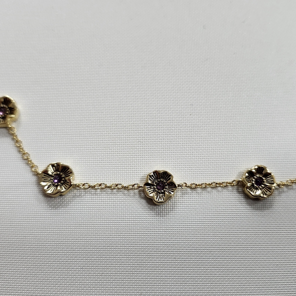 NWT Coach Gold-Tone Tea Rose Station Necklace - Picture 6 of 6